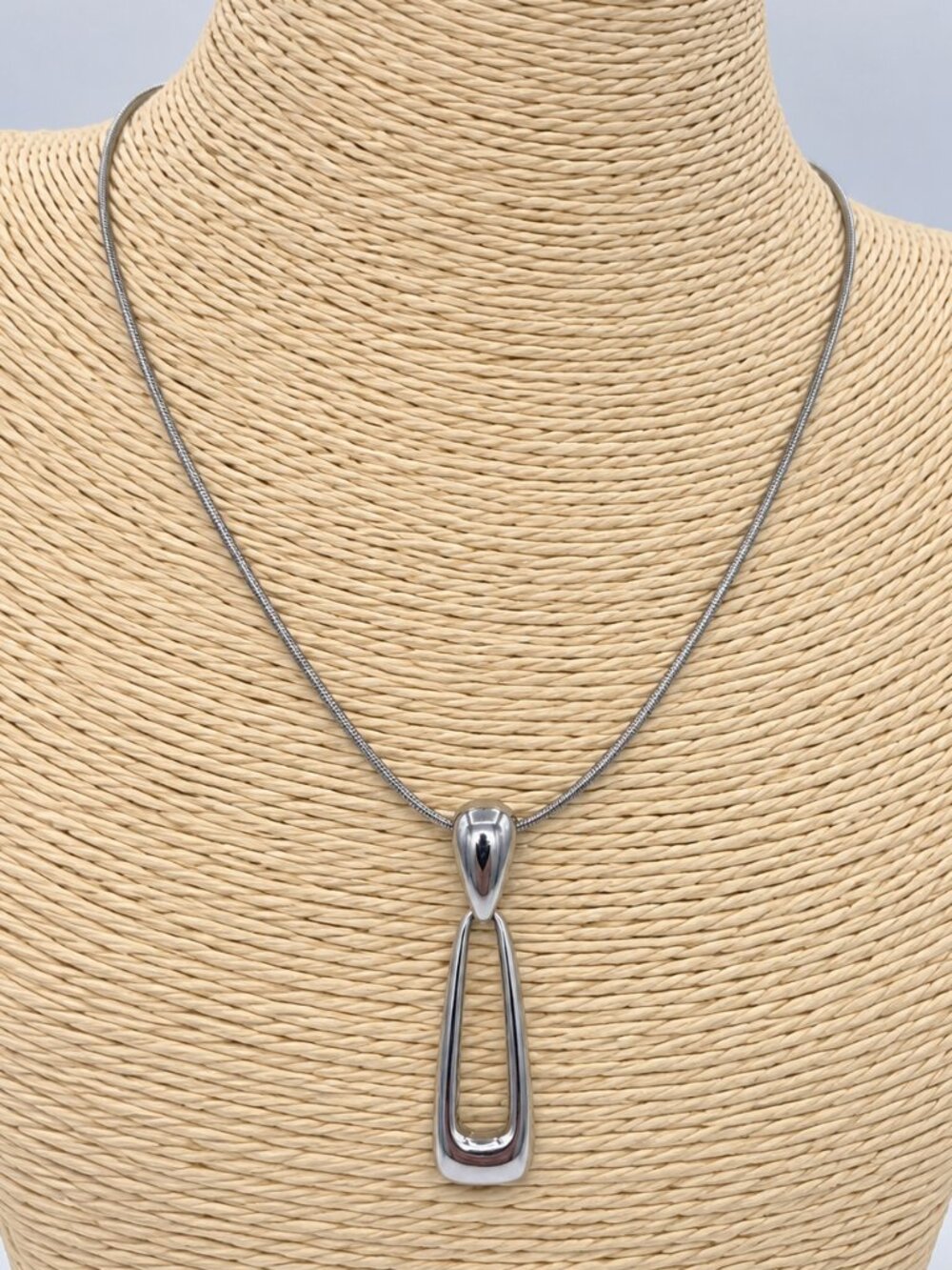 New York & Company Silver Tone Open Drop Pendant Necklace